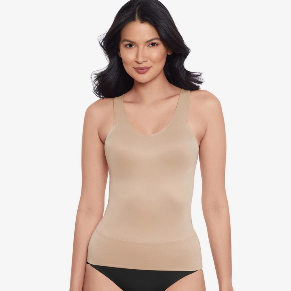 NWT Miraclesuit Backwrap Sculpting Tank Size L Warm Beige